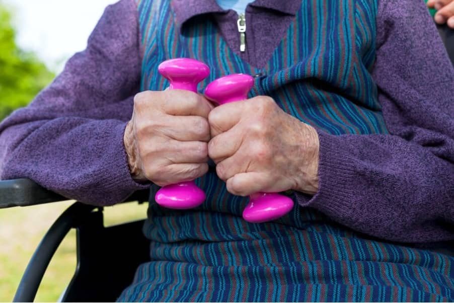Person holding weights